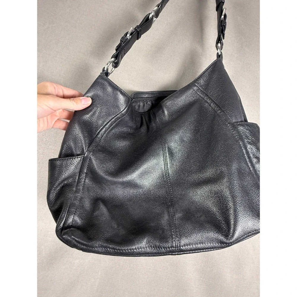 Calvin Klein Hobo Bag Women Large Black Pebbled Leather Shoulder H2JCA948